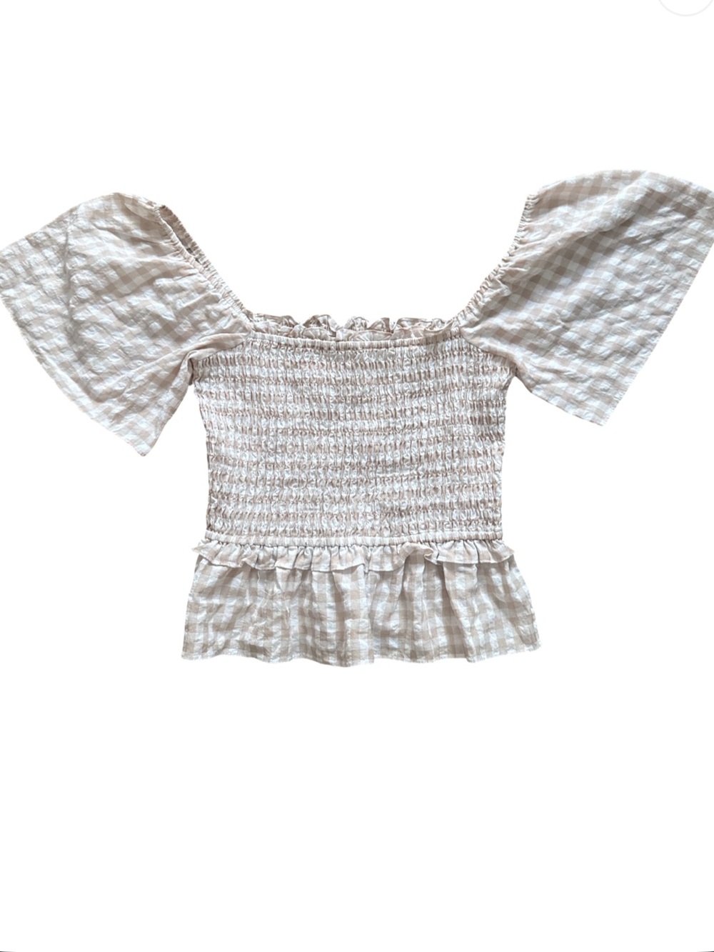 mittoshop Smocked Off-Shoulder  Top - Cream